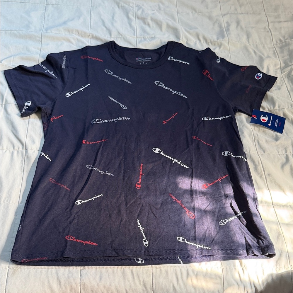 Champion Men's Dark Blue Logo Tee